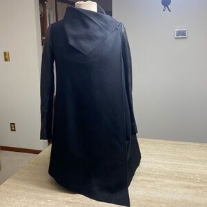ALL SAINTS Asymmetrical Wool Coat, leather sleeves, Great Condition, see photos
